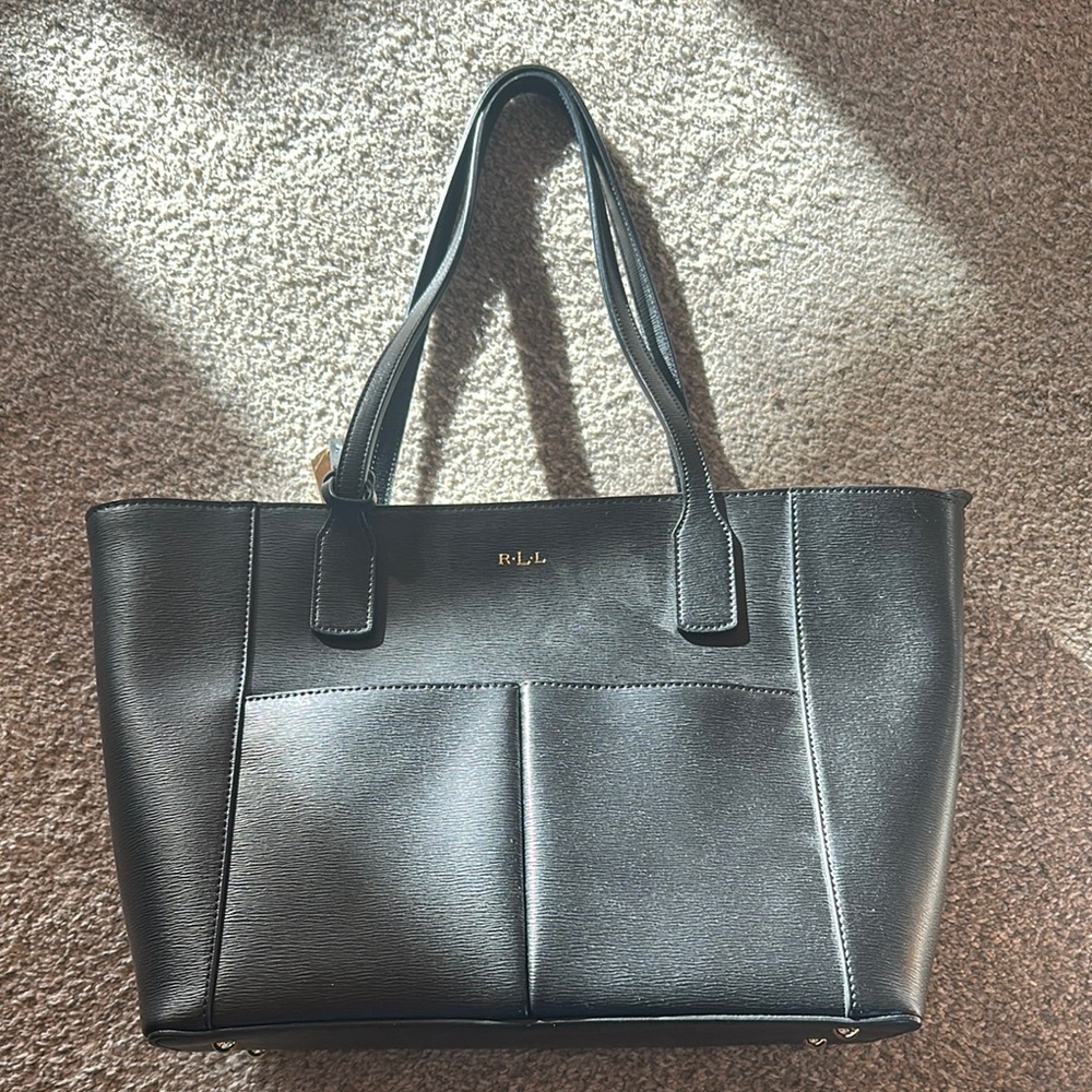 Ralph Lauren Black Label Black Tote Bag with Structured Design